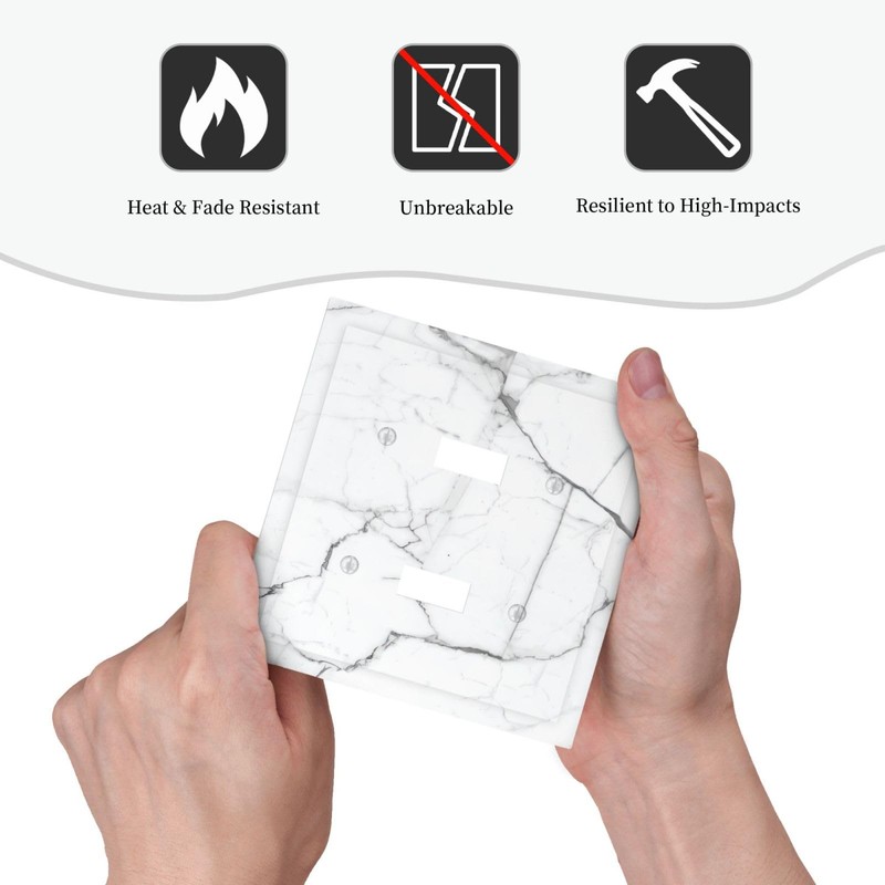 Lhdlnn White Marble Light Switch Cover Decorative Double Toggle Wall