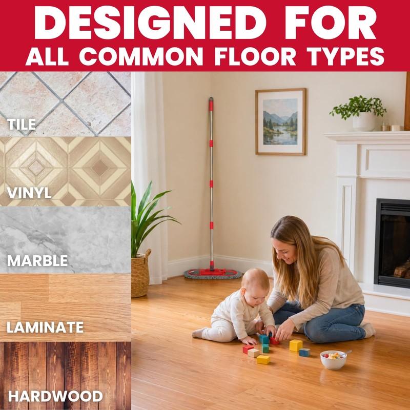Dust Mop for Floor Cleaning for Hardwood, Laminate, Tile &