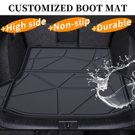 Elsetyler Custom Fit for Cargo Liner 2010-2011 Toyota Prius Base, 2012-2015 Toyota Prius Two/Three/Four/Five - Black TPO All Weather Heavy Duty Waterproof Rear Cargo Tray Trunk Floor Mat Protector