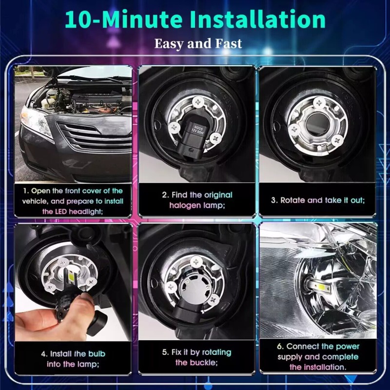 AUIMSOCO H7 H7 10000K LED Headlight Kit Combo Bulbs High