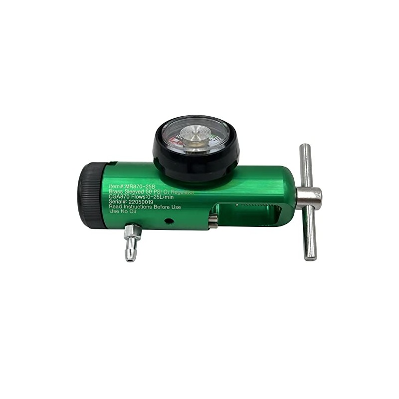ResOne CGA‑870 Oxygen Cylinder Regulator, Adjustable 0–25 LPM, Aluminum/Brass –