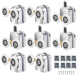 Cokritsm 8PCS Shower Door Rollers, 25mm Sliding Shower Doors Wheels, Replacement Wheels Shower Doors, 4xDouble Twin top/Bottom Shower, Shower Door Runners Pulleys for Curved Glass Doors 4-6mm