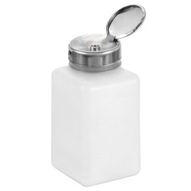 HARFINGTON Solvent Alcohol Dispenser 180ml(6.1oz) Nail Polish Remover Push Down Liquid Dispenser Pump Bottle with Stainless Steel Press Head for Acetone Cleanser Polish Remover, White