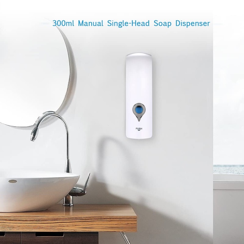 Soap Dispenser, 300ml No Drilling Wall Mounted Single-Head Manual Soap