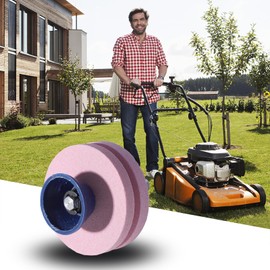 Adefol 4pcs Double Layer Whetstone Lawn Mower Blade Sharpener for Drill with Blade Balancer for Power Drill Hand Drill