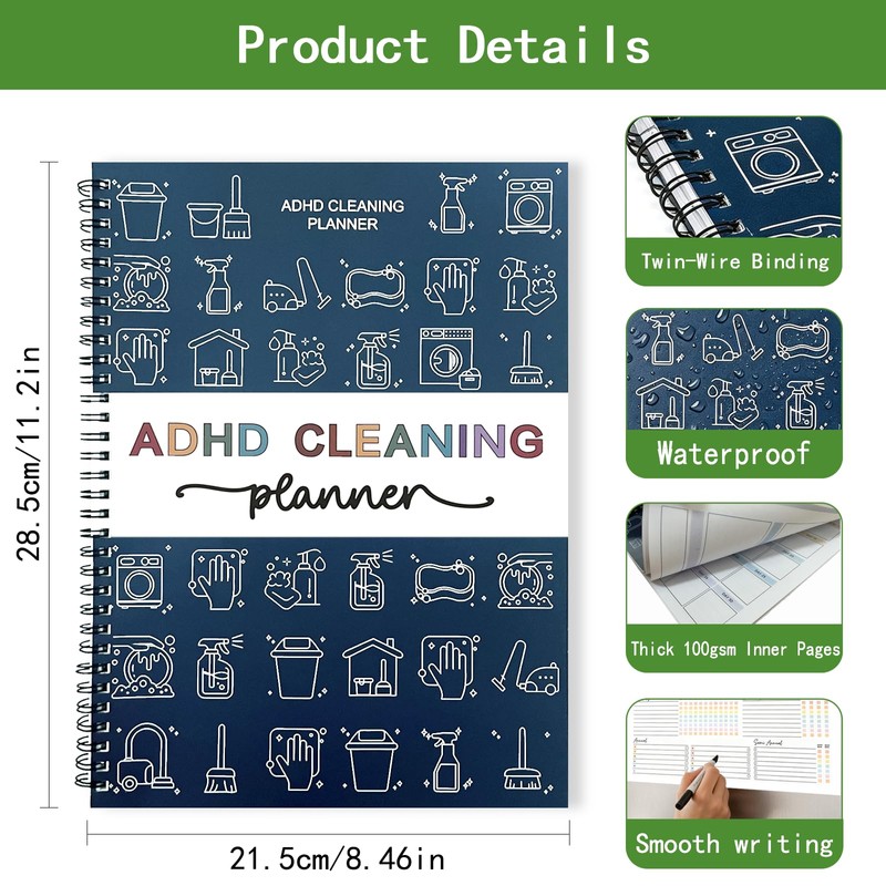 ADHD Cleaning Planner for Adults and Teens, Daily, Weekly &