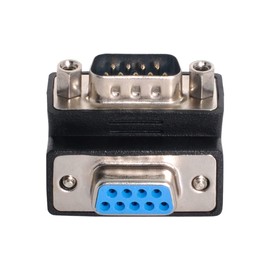 xiwai 90 Degree Down Angled 9 Pin RS232 Male to Female Nut Type Gender Changer Extension Adapter
