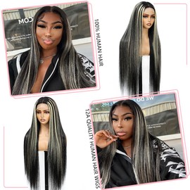 Kephare 30 Inch FB/613 Balayage Highlight Ombre Lace Front Wig Human Hair 180 Density 13x4 HD Transparent Lace Front Wigs Human Hair Pre Plucked Straight Ash Blonde Wig for Women With Baby Hair