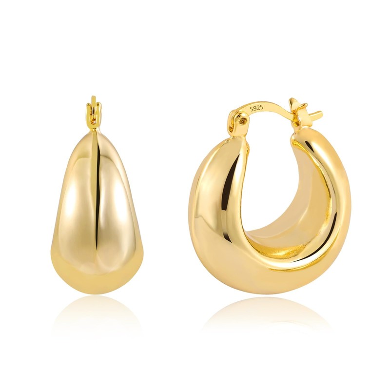 ALEXCRAFT Dick Creolen Gold Klein Goldener Ohrringe Damen Hypoallergen Chunky