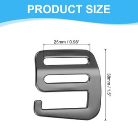 PATIKIL G Hook Webbing Slide Buckles 25mm, 2 Pair Metal G Hooks Webbing Buckles Clips Adjustable Buckle for Backpack Luggage Straps Webbing Outdoor Belt Hardware, Grey