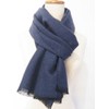 Italian made Scarf, Wool, Silk, Soft, Tweed, Men's, Women's, Blue,