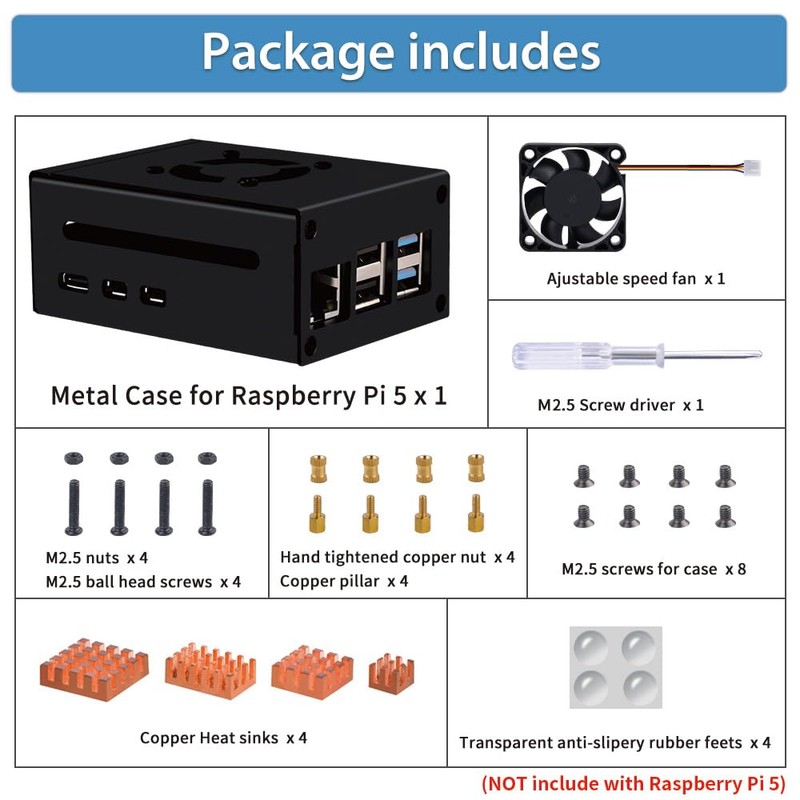 GeeekPi Raspberry Pi 5 Case with Fan, Raspberry Pi 5