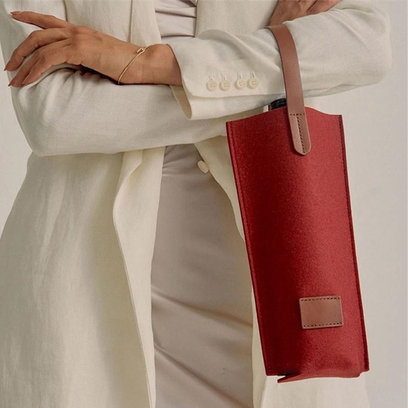 VYIBPDY 1 Stück weintasche roter Filz-geschenktüten flaschen für Weinflaschen mit