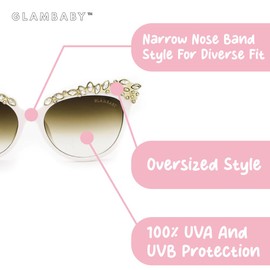GlamBaby Valentina Sunglasses for kids - 100% UVA/UVB Protection - Fun Flower Kids Sunglasses - Lightweight, Stylish & Trendy Sunglasses for Boys and Girls -Perfect for Children Aged 3-9 Years (Black)