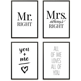 Heimlich® Premium Poster Set, Stylish Set With Matching Images, Black / White Set of 4 in DIN A3 or DIN A4
