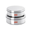 Sumeet Stainless Steel Flat Canisters/Puri Dabba/Storage Containers Set of 2Pcs