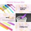 PEAPIN 10 Pieces Slush Straws, Colored Straw Spoon 2 in