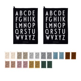 Design Letters Classic Tea Towel (Black) - 100% Cotton, Oeko-Tex Certified, Soft, Absorbent and Dries Quickly, Pack of 2, Decorative with Iconic Alphabet Print, L: 60 x W: 40 cm