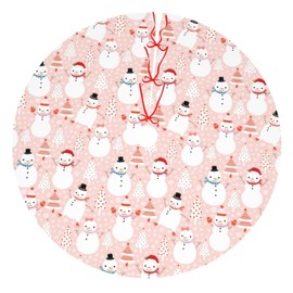 Christmas Tree Skirt Christmas Snowman Pink Color Xmas 36 Inch Xmas Skirts for 4 Ft Pencil Tree Holiday New Year Party Decoration