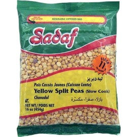 Sadaf Yellow Split Peas - Slow Cook - Yellow Split Peas for Cooking and Food Flavoring - Dried Yellow Split Peas - Kosher - 16 oz Resealable Bag