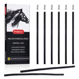 PANDAFLY Willow Charcoal Sticks, Soft, Black Artist Vine Charcoal for Artists, Beginners, Students, Great for Sketching, Drawing, Shading and Fine Art, 2-4mm, 25 Pack