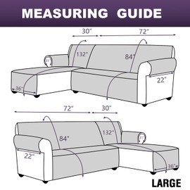 MEILLE MAISON L Shaped Sofa Cover for Dogs, 2-Piece Sectional Couch Plus Chaise Lounge with Straps, Reversible Water Resistant Furniture Protector Home Décor(Extra Large, Grey) (LKL2PDLC1)