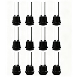 ThunderWay 12 Pack Water-Resistant Lamp Socket, Black Pigtail Lamp Holder Socket, E26/E27 Fully Sealed Rainproof Light Sockets, 125V-660W (12p)