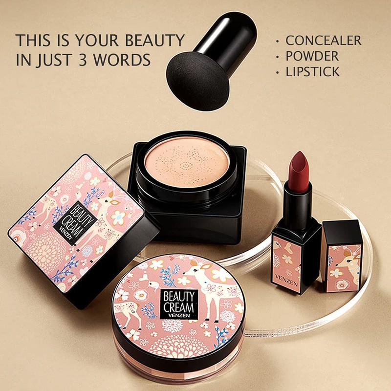 VENZEN Makeup Beauty Cream 3pcs Gift Box Carpet Flowers Colors