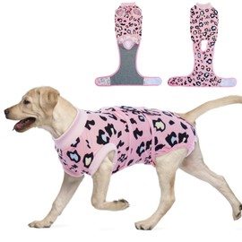 FUAMEY Recovery Suit for Dogs After Surgery,Soft Breathable Dog Bodysuit E-Collar & Cone Alternative Surgical Suit,Male Female Dog Neuter Spay Suits Anti Licking Wounds Onesie Pink Leopard XL