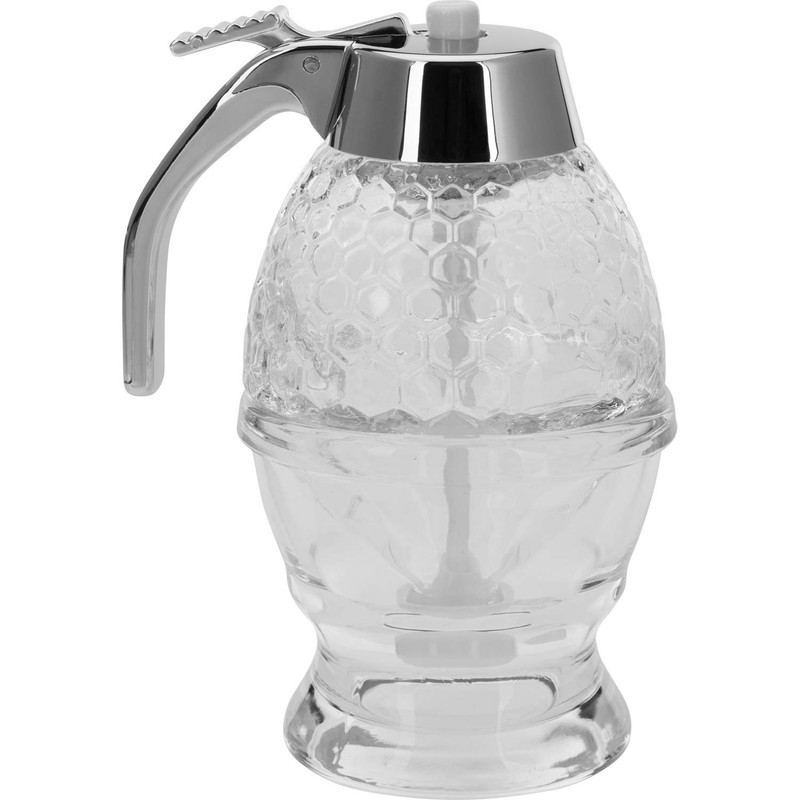 Westmark Honigbirne/Honig-Dosierer mit Untersatz, Fassungsvermögen: 200 ml, Wabenmuster, Glas/Kunststoff, Deluxe,