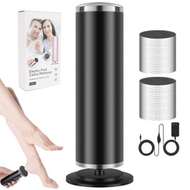 Electric Foot Callus Remover,Powerful Electric Foot File, Professional Adjustable Speed Predicure Tool with 60 Pcs Replacement Sandpaper Discs for Dead Skin and Calluses-Black