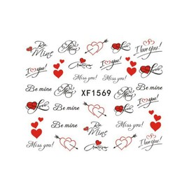 Water Transfer Love Heart Bear Cat Happy Daisy Emoticon Nail Art Stickers Decals Xf1569 Nail Wraps Art Stickers Manicure Supplies for Women for Home Nails Full Long Lasting Easy Apply and Remove