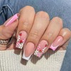 QQPPOLIU Medium Press on Nails Square Shape Cute Fake Nails