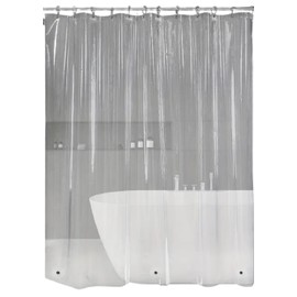 Dependable Industries inc. Essentials Bathroom Magnetized Shower Curtain Liner with Metal Grommets Waterproof (Super Clear)