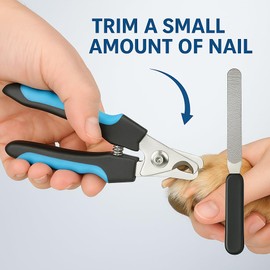 Nazarian Professional Pet Nail Clipper Set for Dogs - Ergonomic Grip Handle Dog Clipper, with Nail File & Bonus Dog Backpack - Safe, Easy Grooming Tool for Pets at Home (Blue)