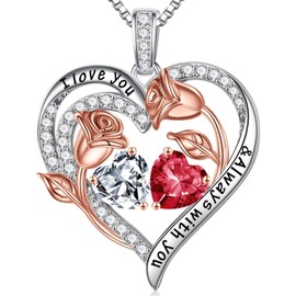 Iefil 50th 60th 70th Birthday Gifts for Women, Wife Birthday Gifts, April July Birthstone Necklace, Topaz Ruby Jewelry