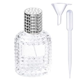 50 ml Perfume Bottle Atomiser, Travel Pineapple Perfume Bottle for Filling, Atomiser Crystal Empty Perfume Bottle for Women or Girls (Silver)