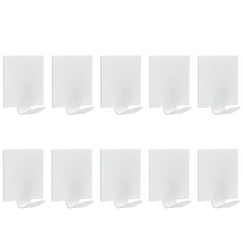 Alise 10 Pcs Self-Adhesive Utility Hooks Coat Hook Single Towel Clothes Hooks for Bathroom Kitchen Wardrobe Window Glass Door Garage,Free-Drilling Stainless Steel Matte White Finish