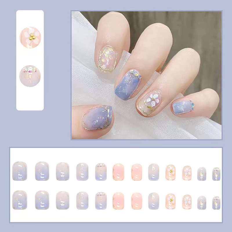 Domiya Nail Tip, 3D Nails, 24 Pieces, Very Short, Popular,