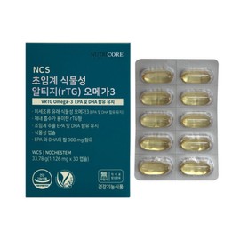 Nutricore 뉴트리코어 초임계 식물성 알티지 오메가3 1126mg x 30캡슐 1개 / 써클 Nutricore Supercritical Plant-based RTG Omega-3 1126mg x 30 Capsules 1 Pack / Circle