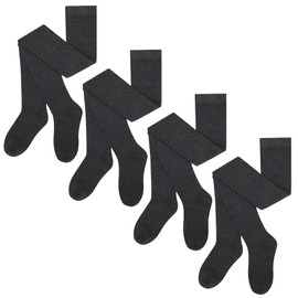 The Essentials Wardrobe Girls Tights School Uniform Pack of 4 Breathable Cotton Rich Elasticated Waist Soft Durable Schoolwear Girls Tights Sizes 2-12 Yrs