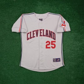 Majestic Jim Thome 1993 Cleveland Indians Grey Road Men's Cooperstown Jersey - L