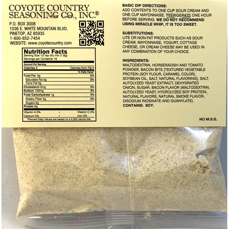 Coyote Country's Bacon Horseradish Tomato Dip Mix (3 Pack)