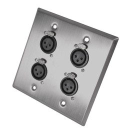 Seismic Audio Speakers Stainless Steel Wall Plate - 2 Gang with 4 XLR Female Connectors