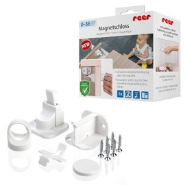 Reer 1 x Magnetic Lock Cabinet Lock and Drawer Lock from Swabian Child Safety Experts for Gluing or Screwing 51030 White