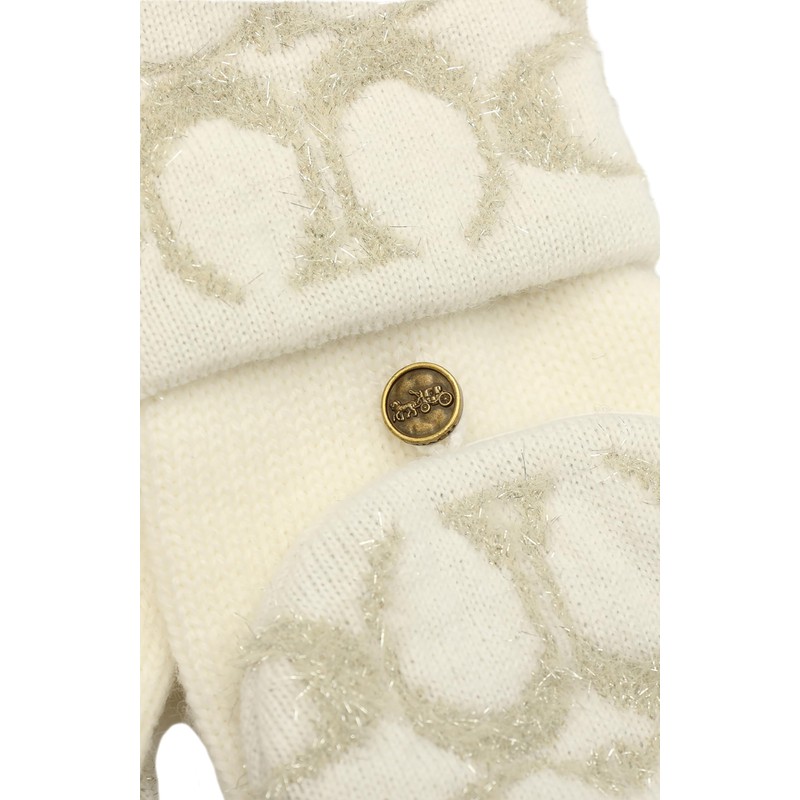 Coach SIGNATURE C METALLIC KNIT POP TOP GLOVE