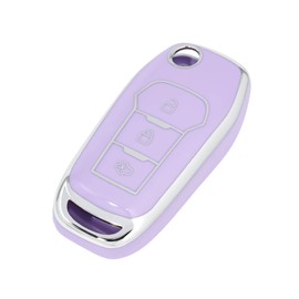 OFFCURVE Key Fob Cover for Ford, Soft TPU Car Key Case Protector for Ford F150 F250 F350 Explorer F350 F450 Ranger Ecosport Bronco, Purple