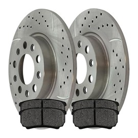 AutoShack Rear Brake Kit Replacement for 2017 Jeep Compass 2.4L 4WD AWD FWD Drilled & Slotted Zinc Coated Disc Brake Rotors Ceramic Brakes Pads 10.94" (278mm) BRK020360626