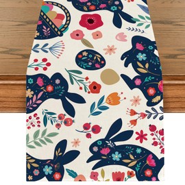 Easter Table Runner, Easter Eggs Table Runner, Spring Flowers Table Runner, Easter Bunny Table Decoration, Table Decoration for Indoor, Outdoor Party, Easter Decoration, Spring Decoration, 40 x 180 cm