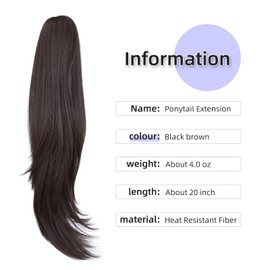 Black ponytail extension,20" clip ponytail hair extensions ponytail curly claw hair Hair Extension Natural Looking Synthetic Hairpiece for Women